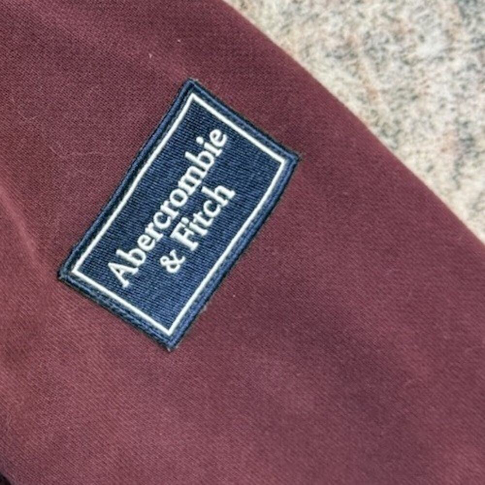 ABERCROMBIE & FITCH SHERPA LINED FULL ZIP HOODIE SWEATSHIRTS BURGUNDY MENS SZ M - Picture 3 of 11